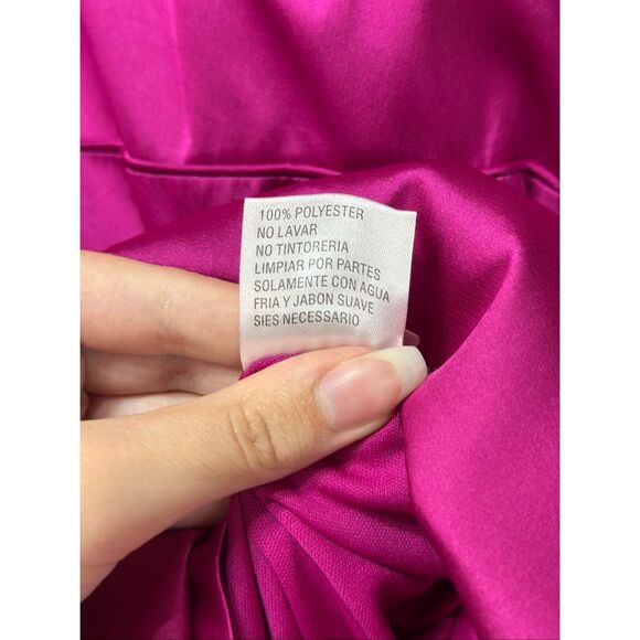 NWT Ieena For MAC DUGGAL High Neck Lined Magenta 3/4 Sleeve Midi Dress Women's 6 - Picture 6 of 14